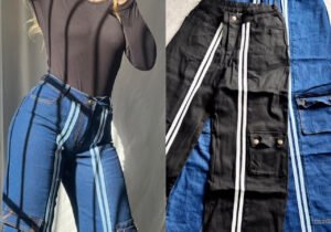 Pantalón de jeans cargo con raya